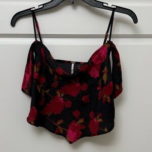 Free People Black and Red Floral Camisole